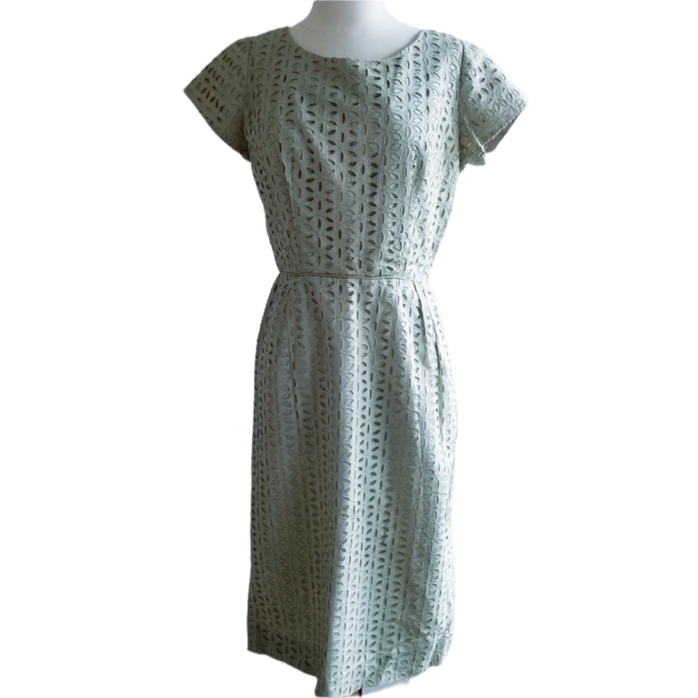 1950s Topaz Original Beige, Cotton Eyelet Wiggle